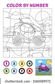Color by Number is an educational game for children. Violet Tiny Car.