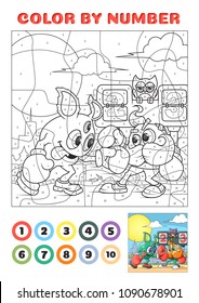 Color by Number is an educational game for children. Boxing Monsters and Grumpy Owl.