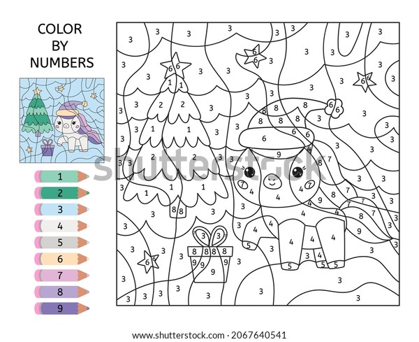 Color By Number Educational Game Cute Stock Vector (Royalty Free ...