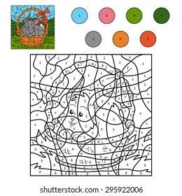 Color by number game (rabbit in the basket)