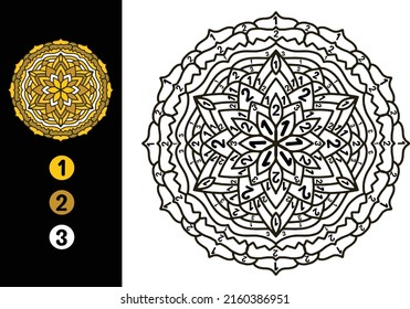 color by number mandala design.
Number coloring page with cute mandala.