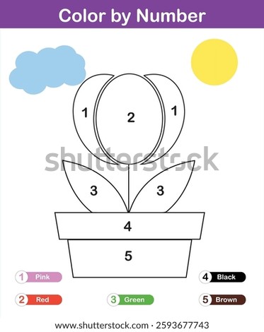 Color by number Math worksheets for young children to learn and have fun