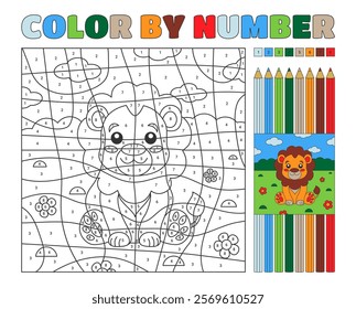 Color by number puzzle featuring a lion