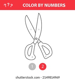 Color by number - scissors. Color by numbers, printable activity. Worksheet for education for kids
