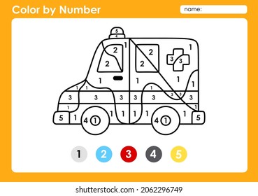 Color By Number Worksheet Kids Learning Stock Vector (Royalty Free ...