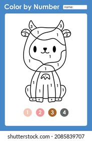 Color by number worksheet for kids learning numbers by coloring Goat 