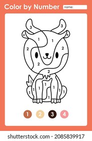Color by number worksheet for kids learning numbers by coloring  Ibex
