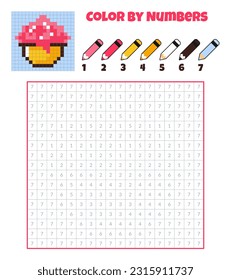 Color by numbers. Coloring book for kids.Pixel art