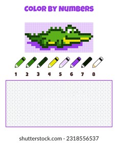 Color by numbers. Coloring book for kids.Pixel art