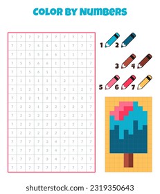 Color by numbers. Coloring book for kids.Pixel art