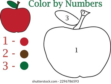 Color by numbers. Learn English words for preschoolers.