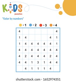 Color by numbers. Mathematical pixel puzzle. Easy colorful worksheet with addition and subtraction, for children in preschool, elementary and middle school.