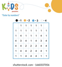 Color by numbers. Mathematical pixel puzzle. Easy colorful worksheet with addition and subtraction, for children in preschool, elementary and middle school.