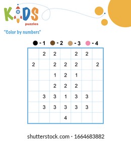 Color by numbers. Mathematical pixel puzzle. Easy colorful worksheet, for children in preschool, elementary and middle school.