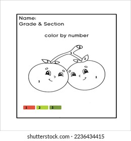 Color by numbers . Puzzle game for children education, colors for drawing and learning mathematics