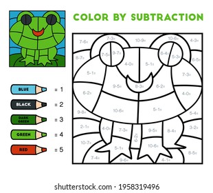 Color by subtraction, education game for children, Frog