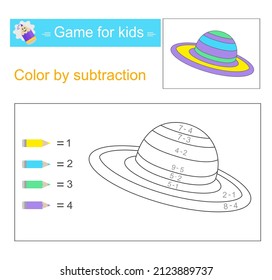 Color by subtraction. Math activity for kids. Developing numeracy skills. Number range up to 10. 