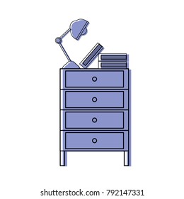 color cabinet file archive with lamp desk and books