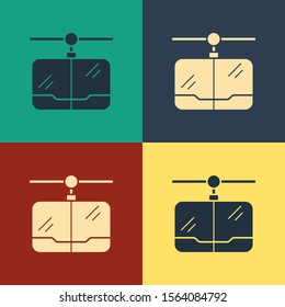 Color Cable car icon isolated on color background. Funicular sign. Vintage style drawing. Vector Illustration