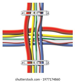 color cables with brackets - vector