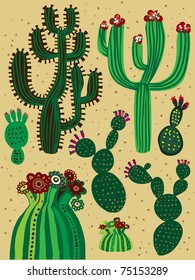 a color cactus set