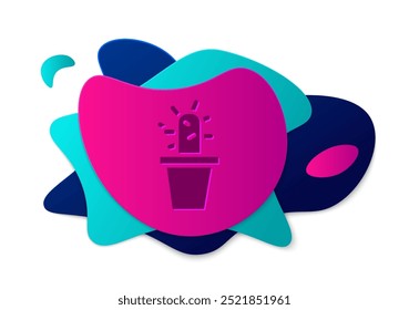 Color Cactus and succulent in pot icon isolated on white background. Plant growing in a pot. Potted plant sign. Abstract banner with liquid shapes. Vector Illustration