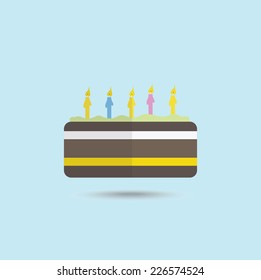 Color cake on the blue background. Vector