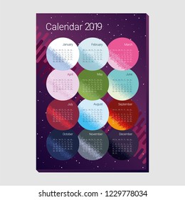 color calendar 2019 format A4