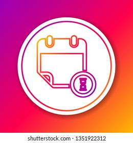 Color Calendar and clock line icon isolated on color background. Schedule, appointment, organizer, timesheet, time management, important date. Circle white button. Vector Illustration