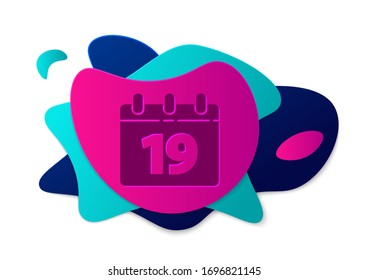 Color Calendar with Happy Easter icon isolated on white background. Spring Christian Holiday symbol. Abstract banner with liquid shapes. Vector Illustration