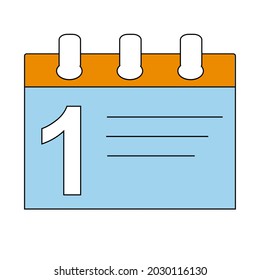 Color calendar icon of the first of September on a white background for use in clipart or web design