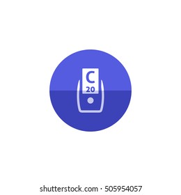 Color calibration icon in flat color circle style. Printing color densitometer