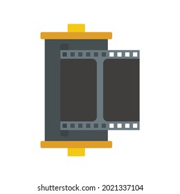 Color camera film icon. Flat illustration of color camera film vector icon isolated on white background