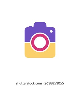 Color camera icon isolated on white background