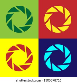 Color Camera shutter icon isolated on color backgrounds. Flat design. Vector Illustration
