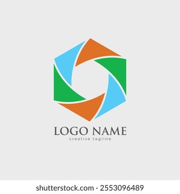 Color Camera shutter logo design concept