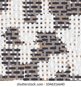 Color camouflage made of wicker square elements. For clothes, design and backgrounds.