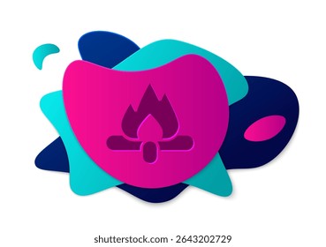 Color Campfire icon isolated on white background. Burning bonfire with wood. Abstract banner with liquid shapes. Vector
