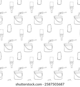 Color puede, pincel de pintura, trazo Patrón sin fisuras. Línea gráfica de Vector Pinceladas coloridas pintadas con pincel áspero. Textura grunge repetida
