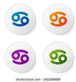 Color Cancer zodiac sign icon isolated on white background. Astrological horoscope collection. Set icons in circle buttons. Vector Illustration