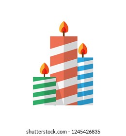 Color candles on white background