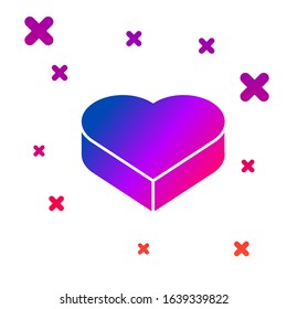 Color Candy in heart shaped box and bow icon isolated on white background. Valentines Day. Gradient random dynamic shapes. Vector Illustration