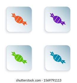 Color Candy icon isolated on white background. Set icons in square buttons. Vector Illustration