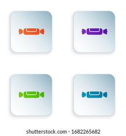 Color Candy icon isolated on white background. Set colorful icons in square buttons. Vector Illustration
