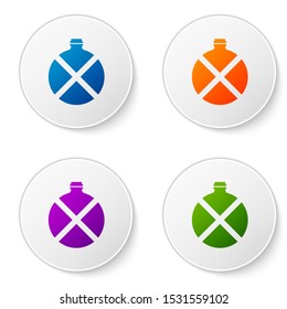 Color Canteen water bottle icon isolated on white background. Tourist flask icon. Jar of water use in the campaign. Set icons in circle buttons. Vector Illustration