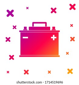 Color Car battery icon isolated on white background. Accumulator battery energy power and electricity accumulator battery. Gradient random dynamic shapes. Vector Illustration