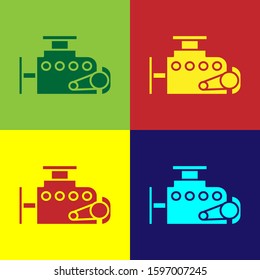 Color Car engine icon isolated on color background.  Vector Illustration
