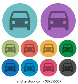 Color car flat icon set on round background.