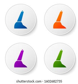 Color Car handbrake icon isolated on white background. Parking brake lever. Set icons in circle buttons. Vector Illustration
