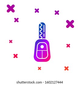 Color Car key with remote icon isolated on white background. Car key and alarm system. Gradient random dynamic shapes. Vector Illustration